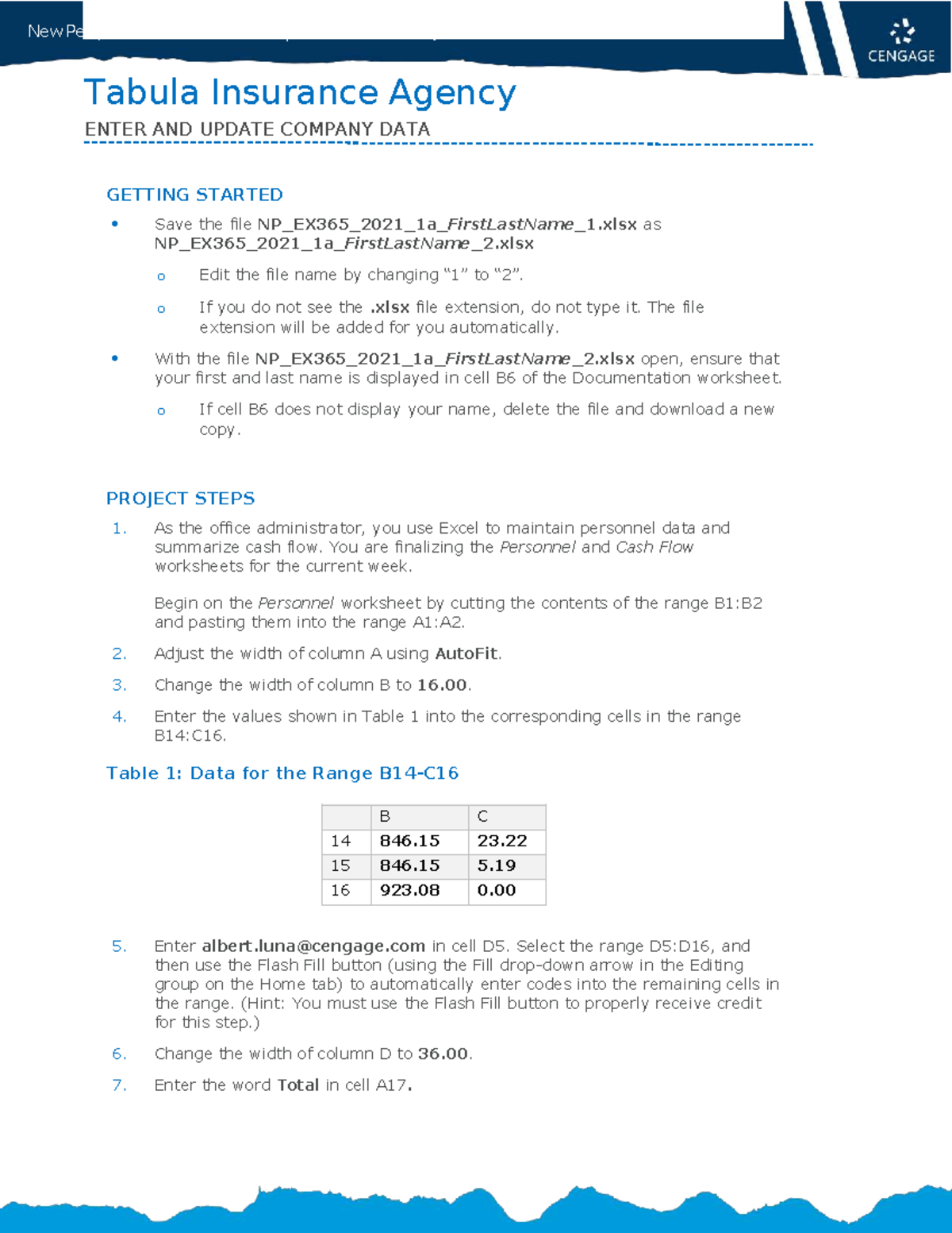 New Perspectives Excel Module 1: SAM Project 1a Instructions - Studocu