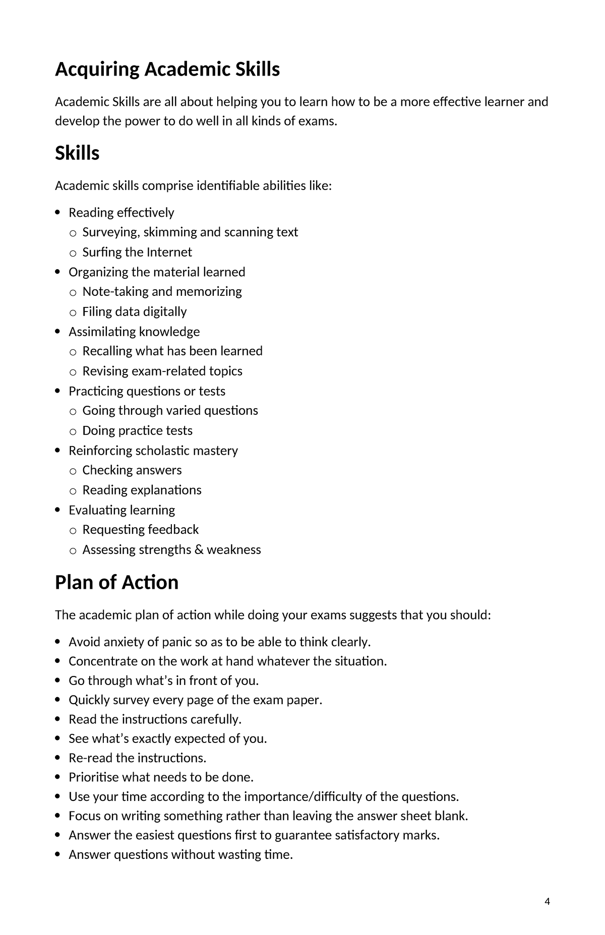 Acquiring Academic Skills - Acquiring Academic Skills Academic Skills ...