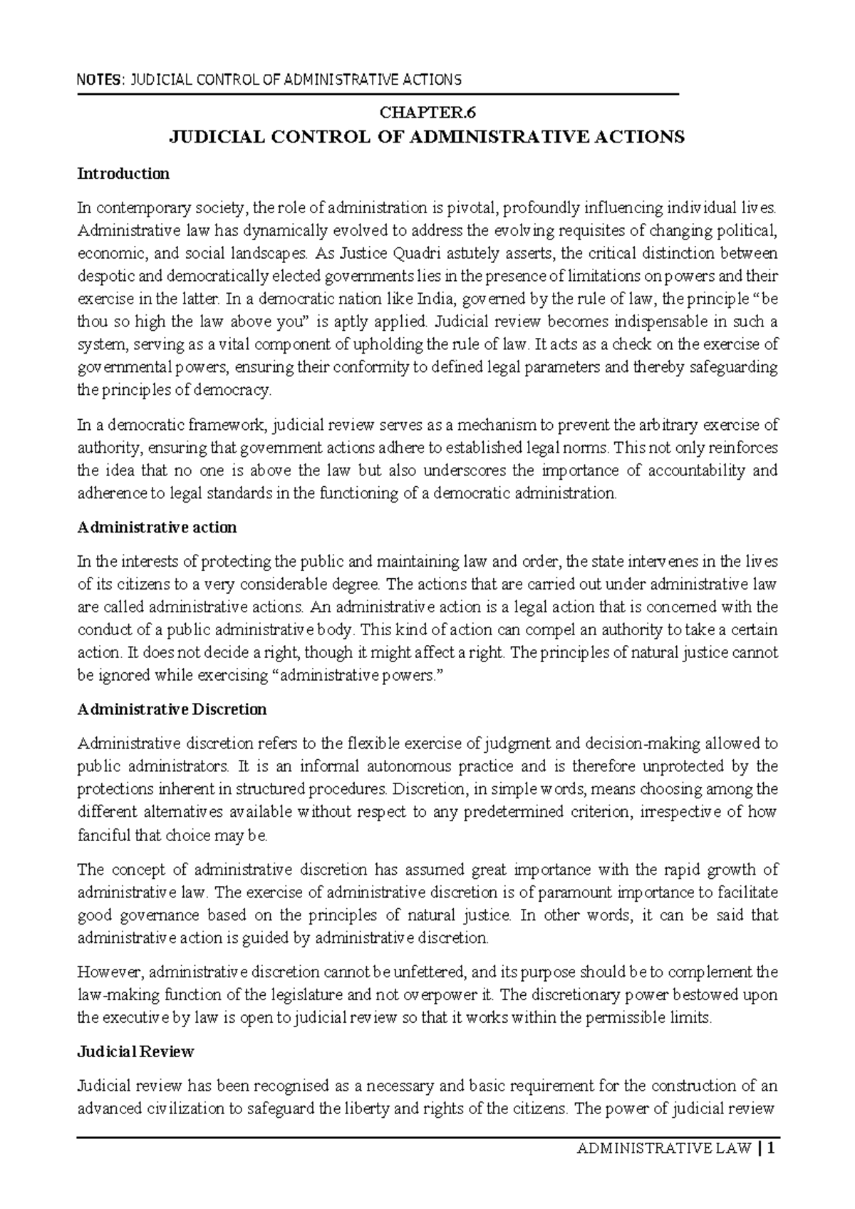 6. ts Judicial Control Of Administrative Actions - CHAPTER. JUDICIAL ...