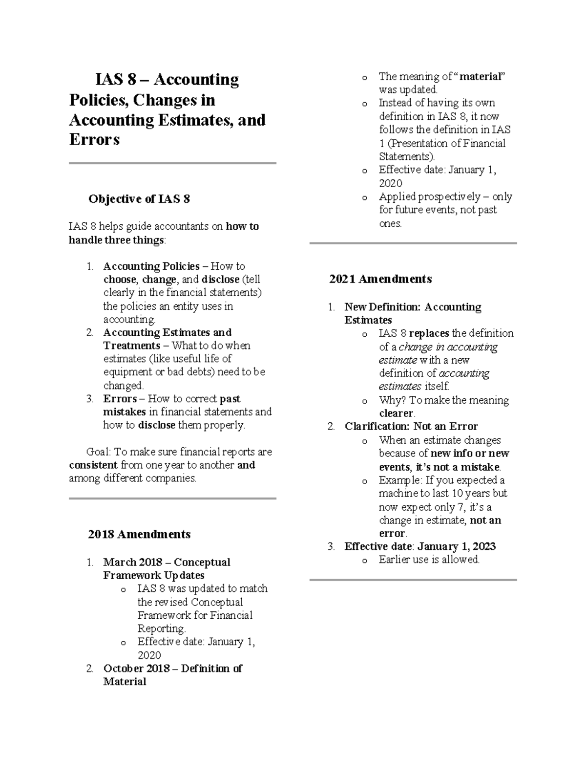 IAS 8: Accounting Policies, Estimates, and Errors Explained - Studocu