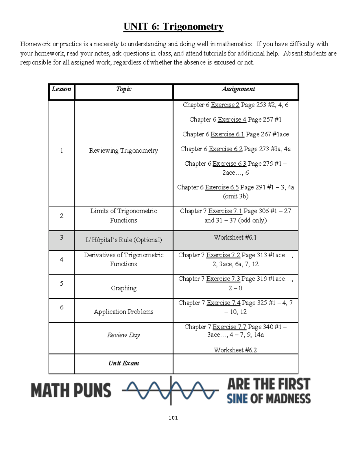 Math 31 Unit 6: Trigonometry Homework & Practice Exercises - Studocu
