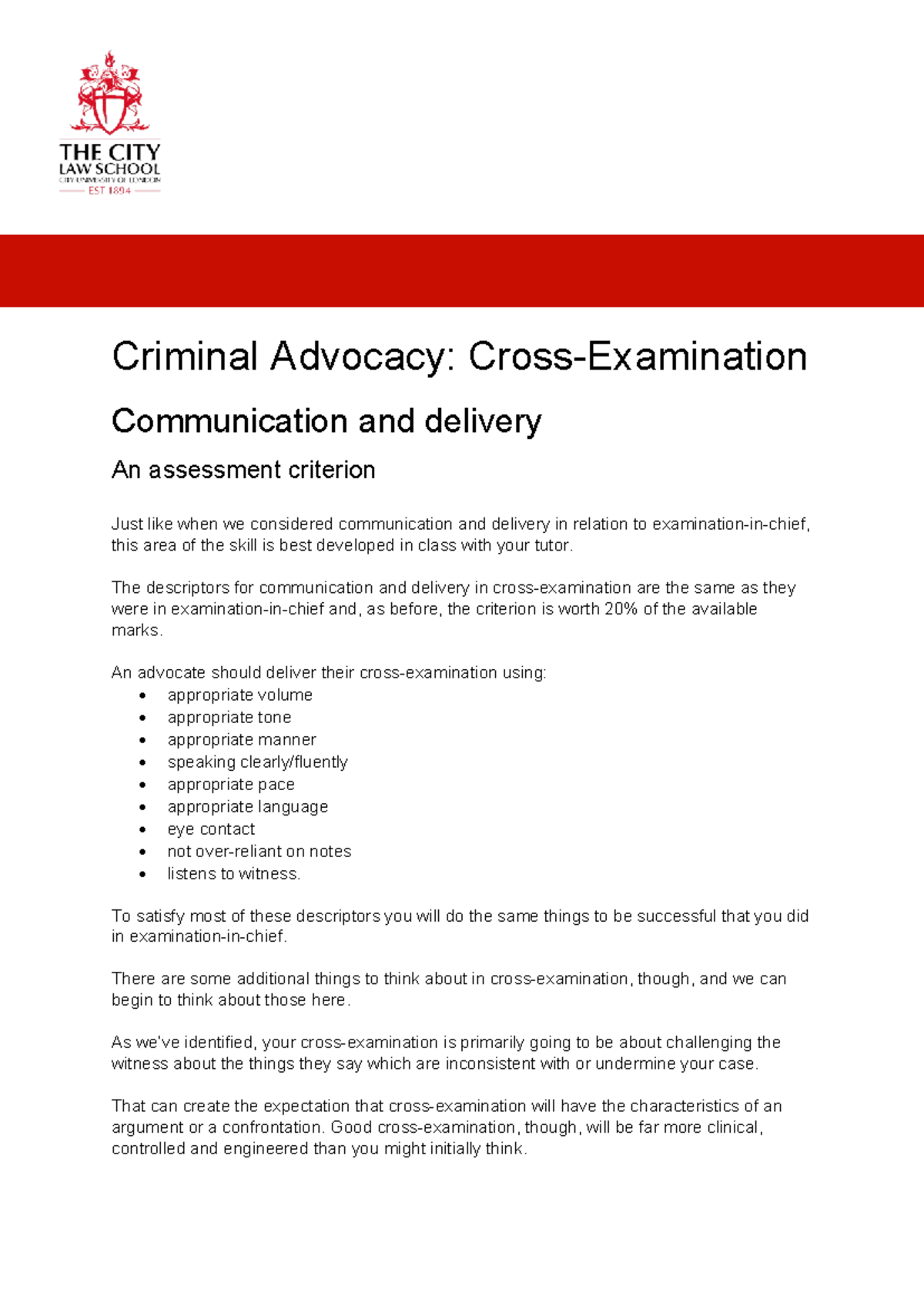 Transcript - XX communication and delivery - an assessment criterion ...