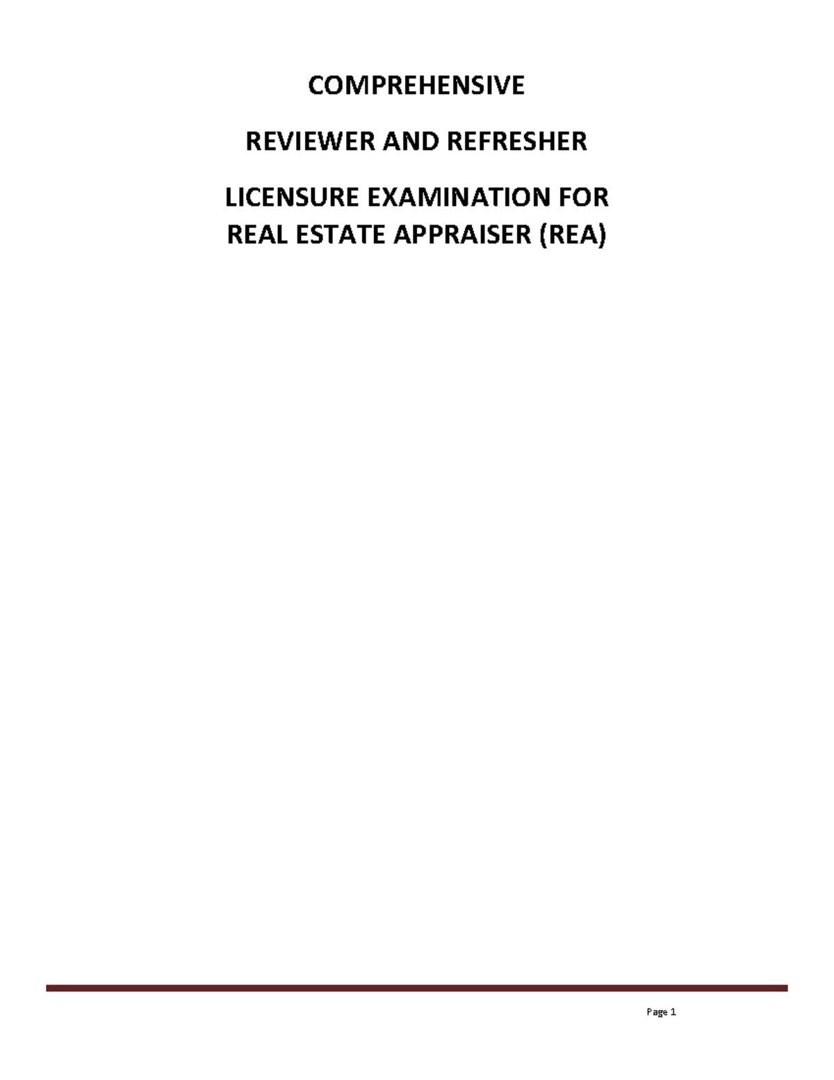 COMPREHENSIVE REVIEWER FOR REAL ESTATE APPRAISER (REA) - REM 6 - Studocu