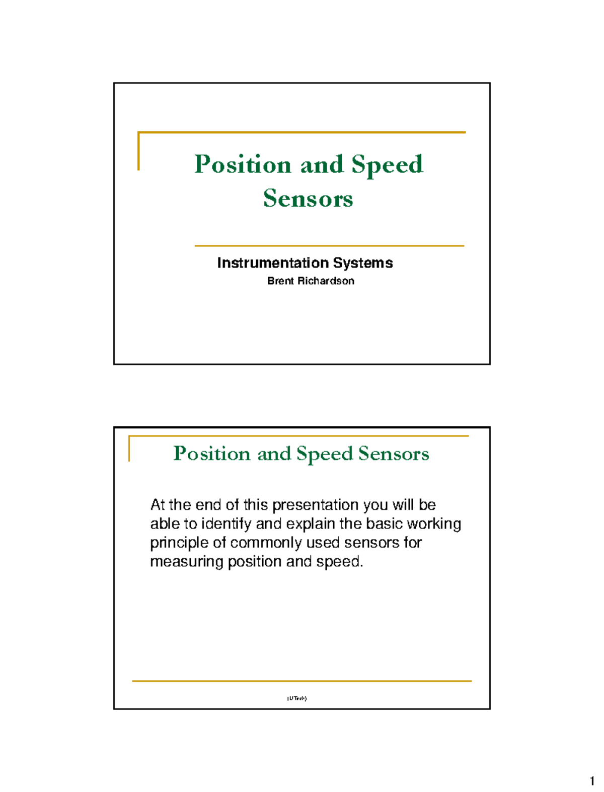 Position and Speed Sensors Overview (UTech) - Studocu