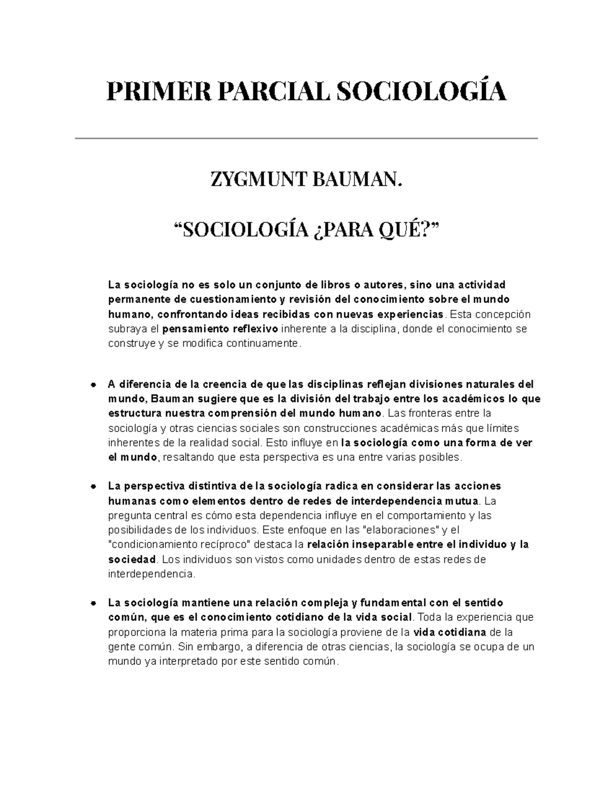 APUNTES DEL PRIMER PARCIAL DE SOCIOLOGÍA (SOCIOLOGÍA 101) - Studocu