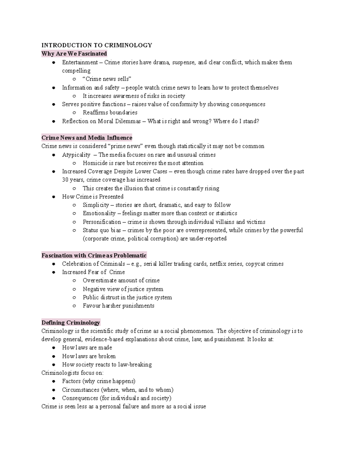 Criminology 101: Midterm Study Notes on Crime and Society - Studocu