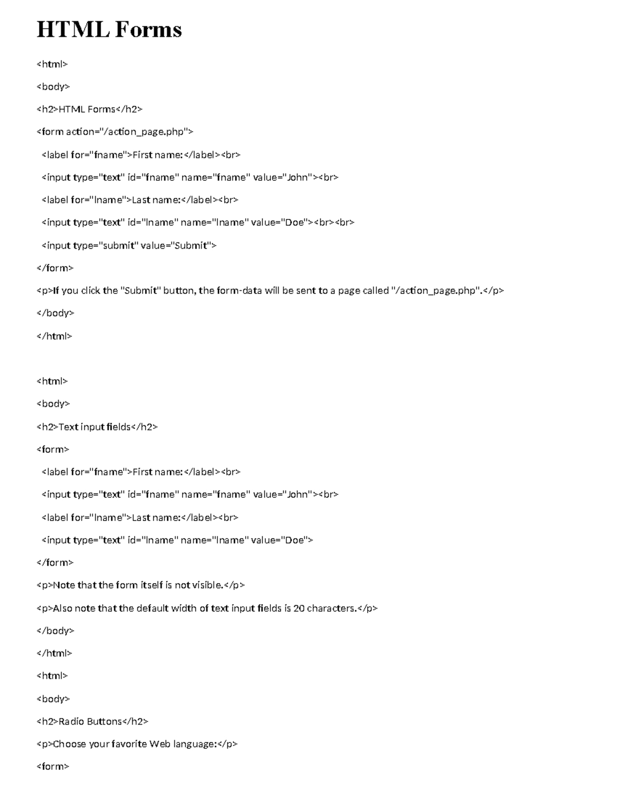 HTML Forms - notes on html - HTML Forms HTML Forms - Studocu