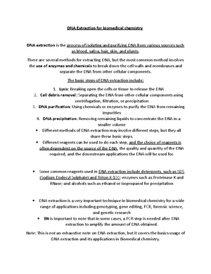DNA Extraction - Study Notes & Assignments - Studocu