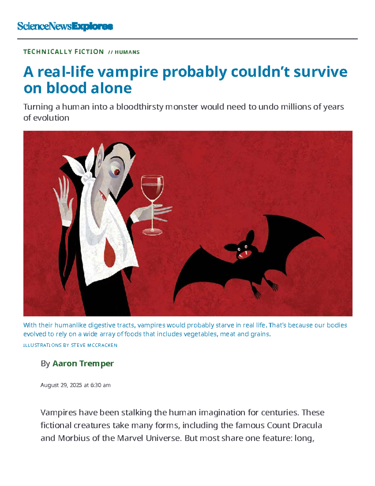 A Real-Life Vampire: Why Blood Alone Can't Sustain Survival - Studocu