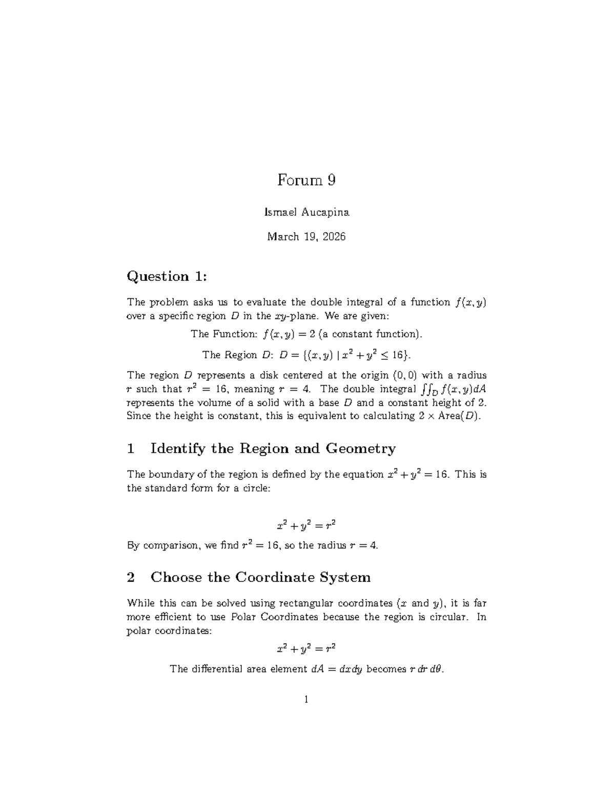 Calculus 3 Final Exam: Evaluating Double Integrals in Polar Coordinates ...