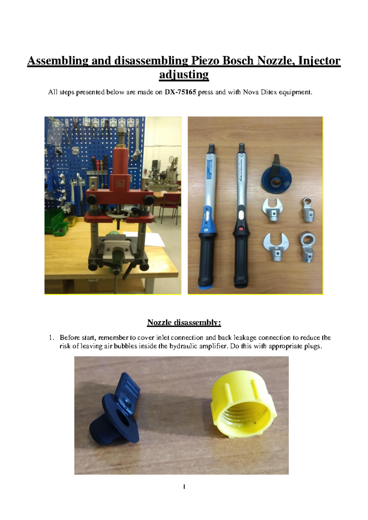 Piezo CR Bosch manual - Nozzle assembly, disassembly, and injector ...