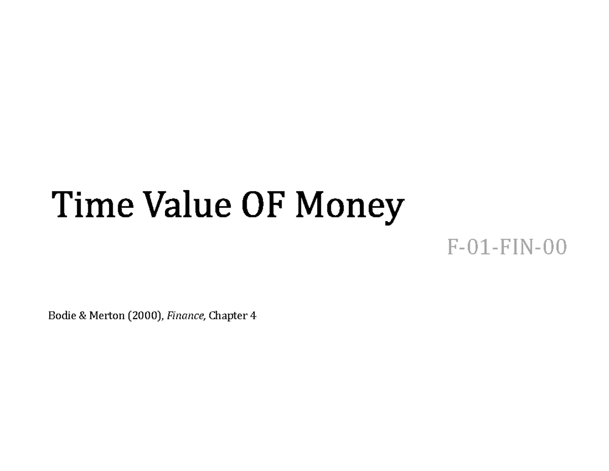 Topic 3: Time Value of Money - Key Concepts & Practice (F-01-FIN ...