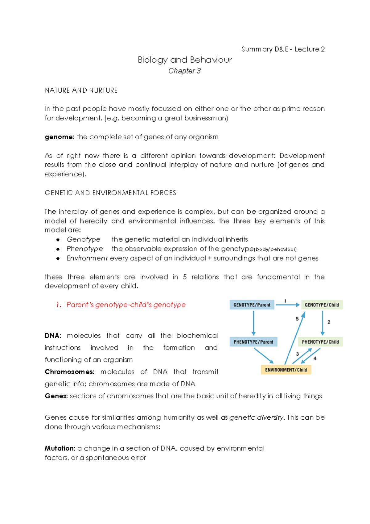 Summary of D&E - Biology Lecture 2, 3, 5, 6, 7, 8-11 Insights - Studeersnel
