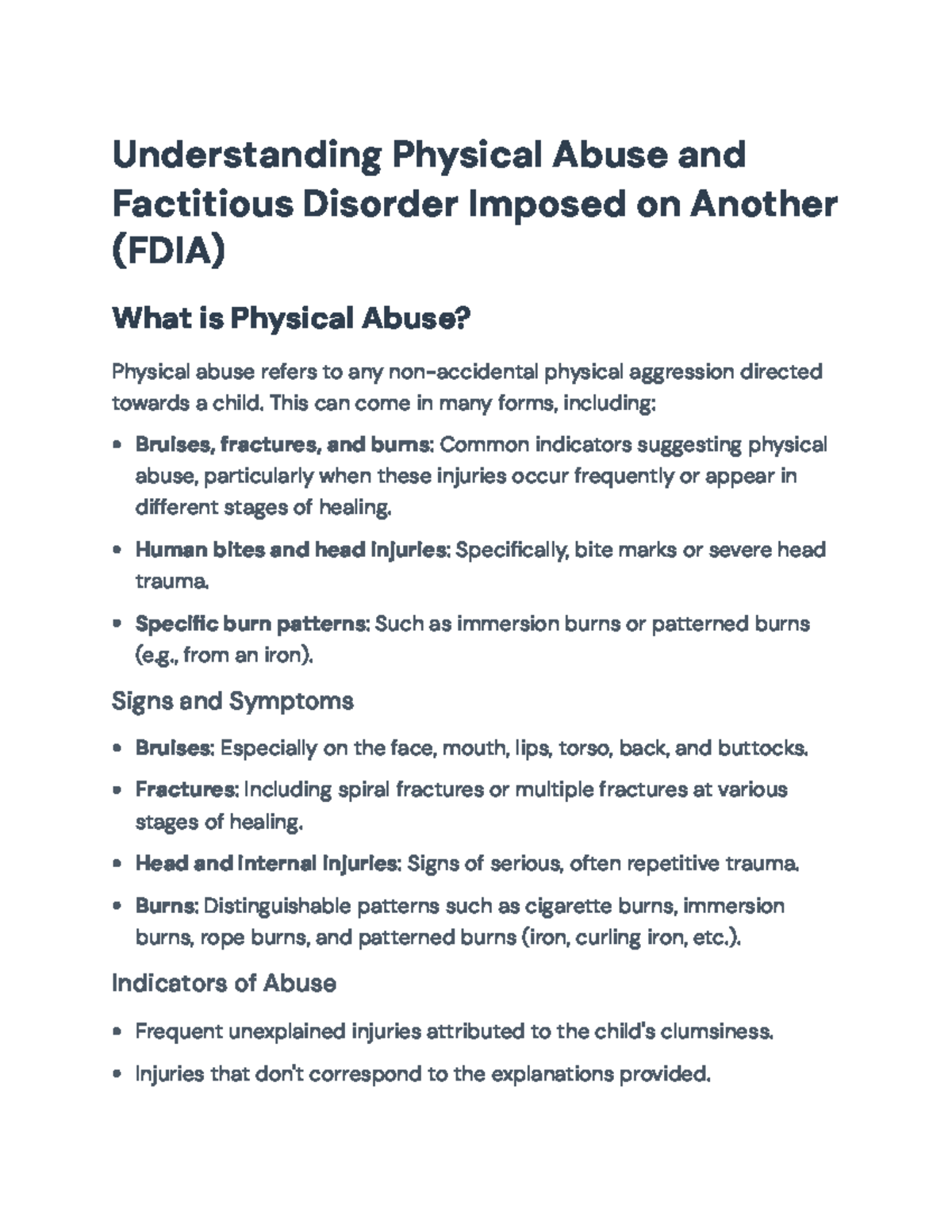 Understanding Physical Abuse & FDIA: Signs, Symptoms, and Interventions ...