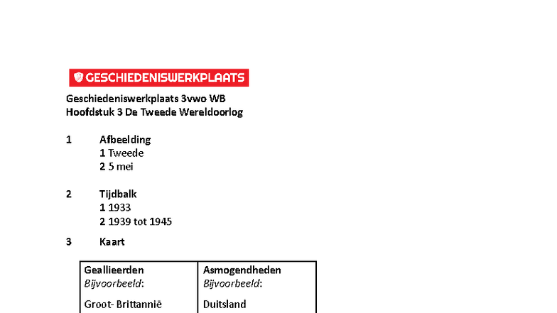 Geschiedeniswerkplaats 3vwo Wb Hoofdstuk 3 De Tweede Wereldoorlog