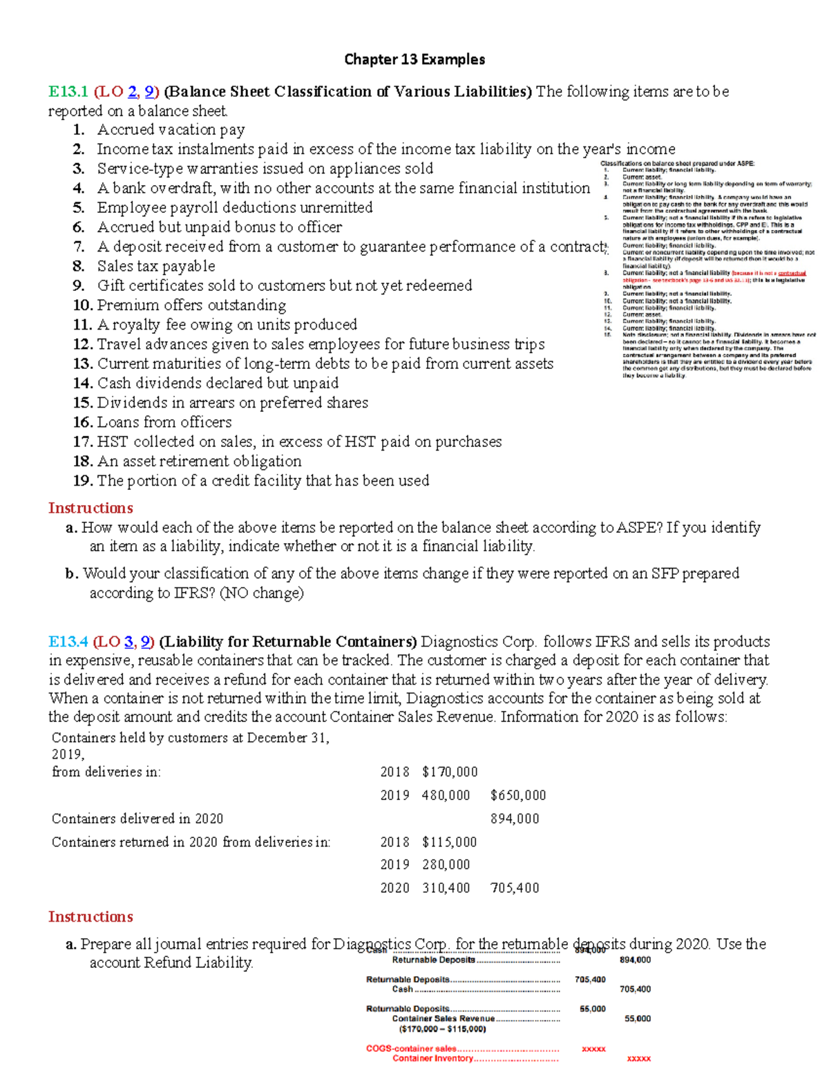 Chapter 13 Liabilities - Examples and Instructions for ASPE and IFRS ...