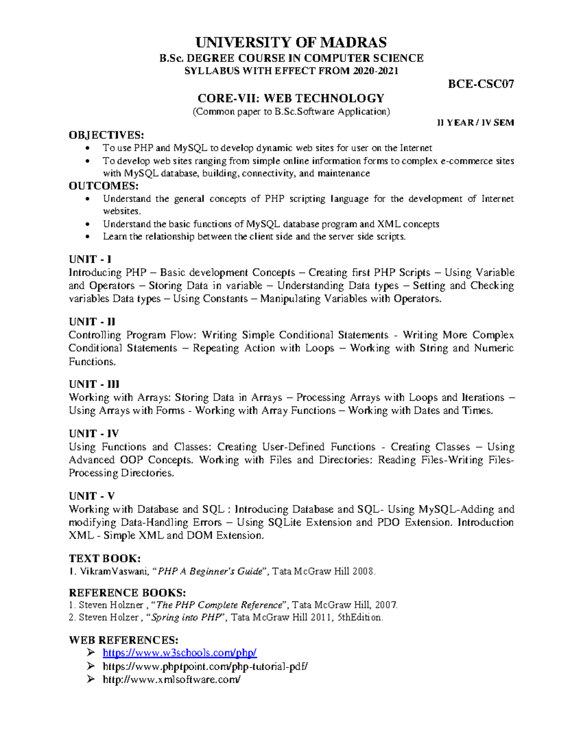 BCE-CSC07 - Web Technology Syllabus and Notes for II Year IV Sem - Studocu