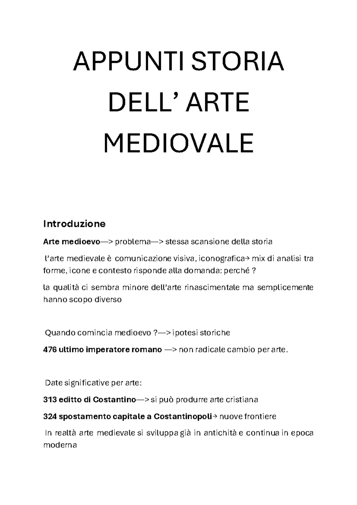 Appunti Storia Arte Medievale: Analisi e Riflessioni - Document Preview