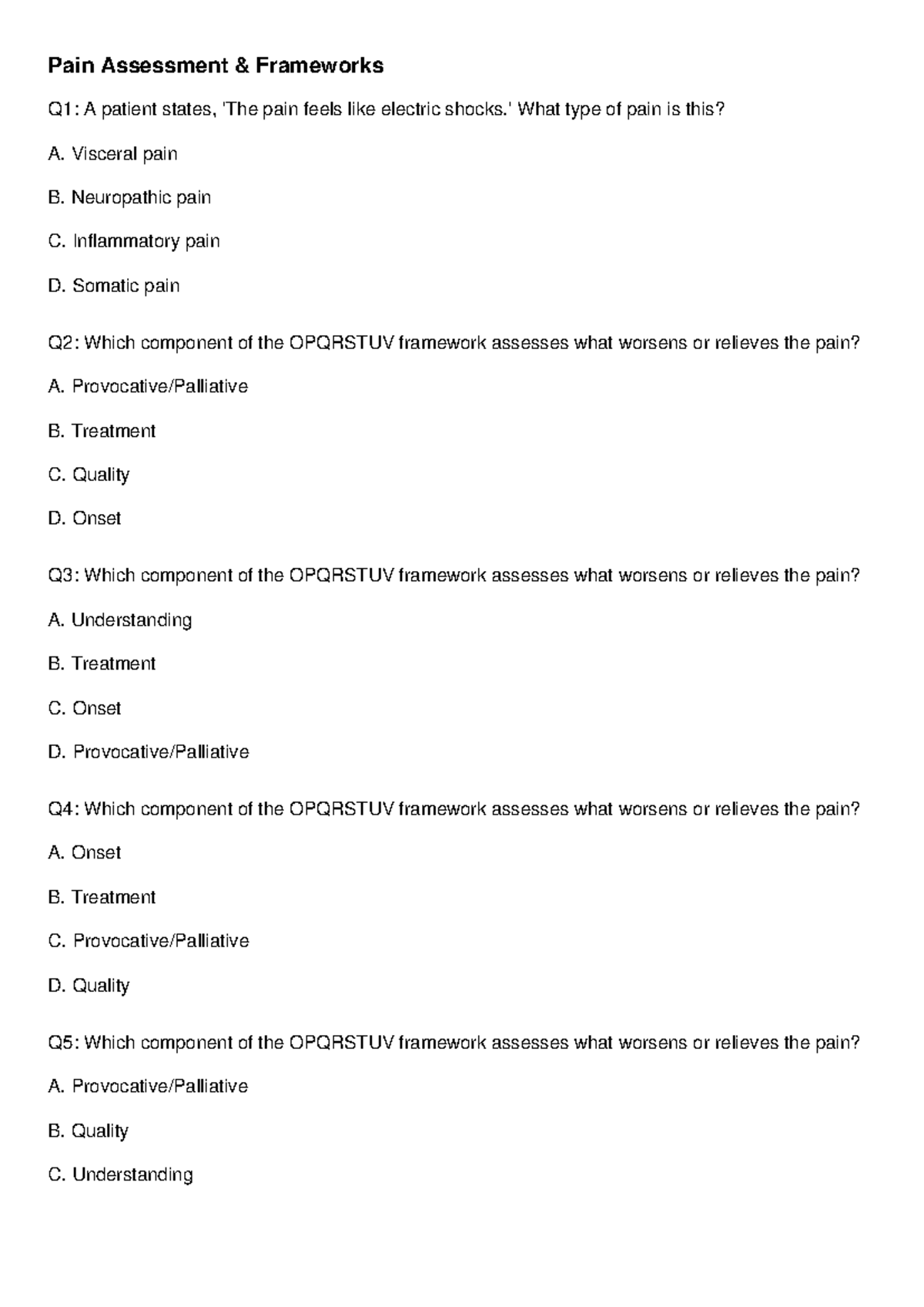 NCLEX Pain Management: 100 Categorized Questions and Answers - Studocu