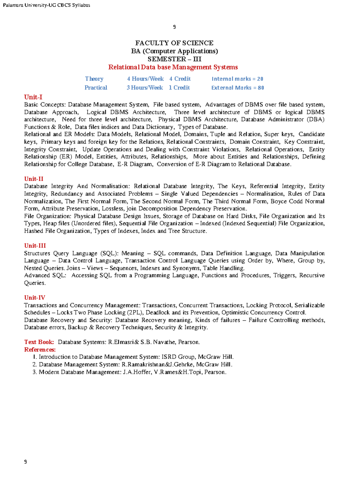RDMS Syllabus Notes - BA (Computer Applications) 9th Sem - Studocu