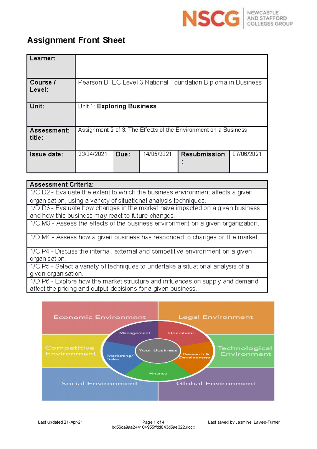 Unit 1 Assignment 2 - Evaluating Environmental Impact on Business - Studocu