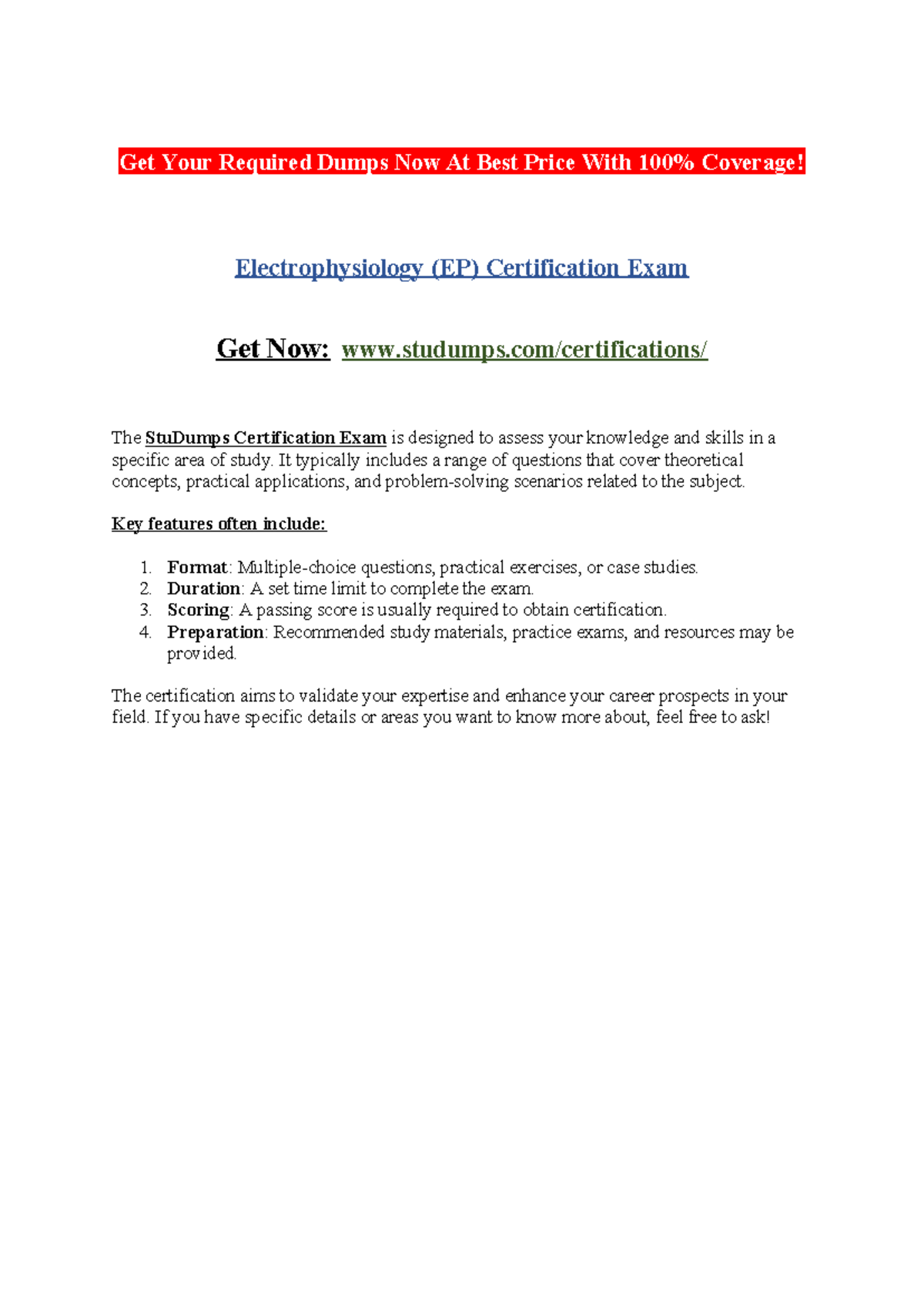EP Certification Exam Study Guide: Key Features & Prep Strategies - Studocu