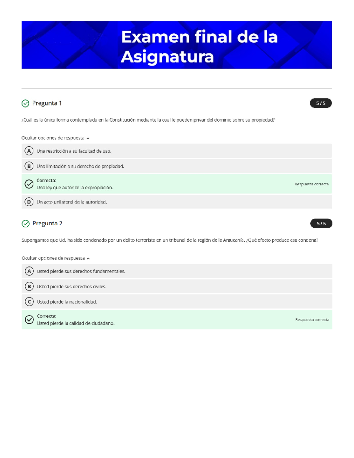 EXAMEN Derecho Constitucional - Examen final de la Asignatura Pregunta ...