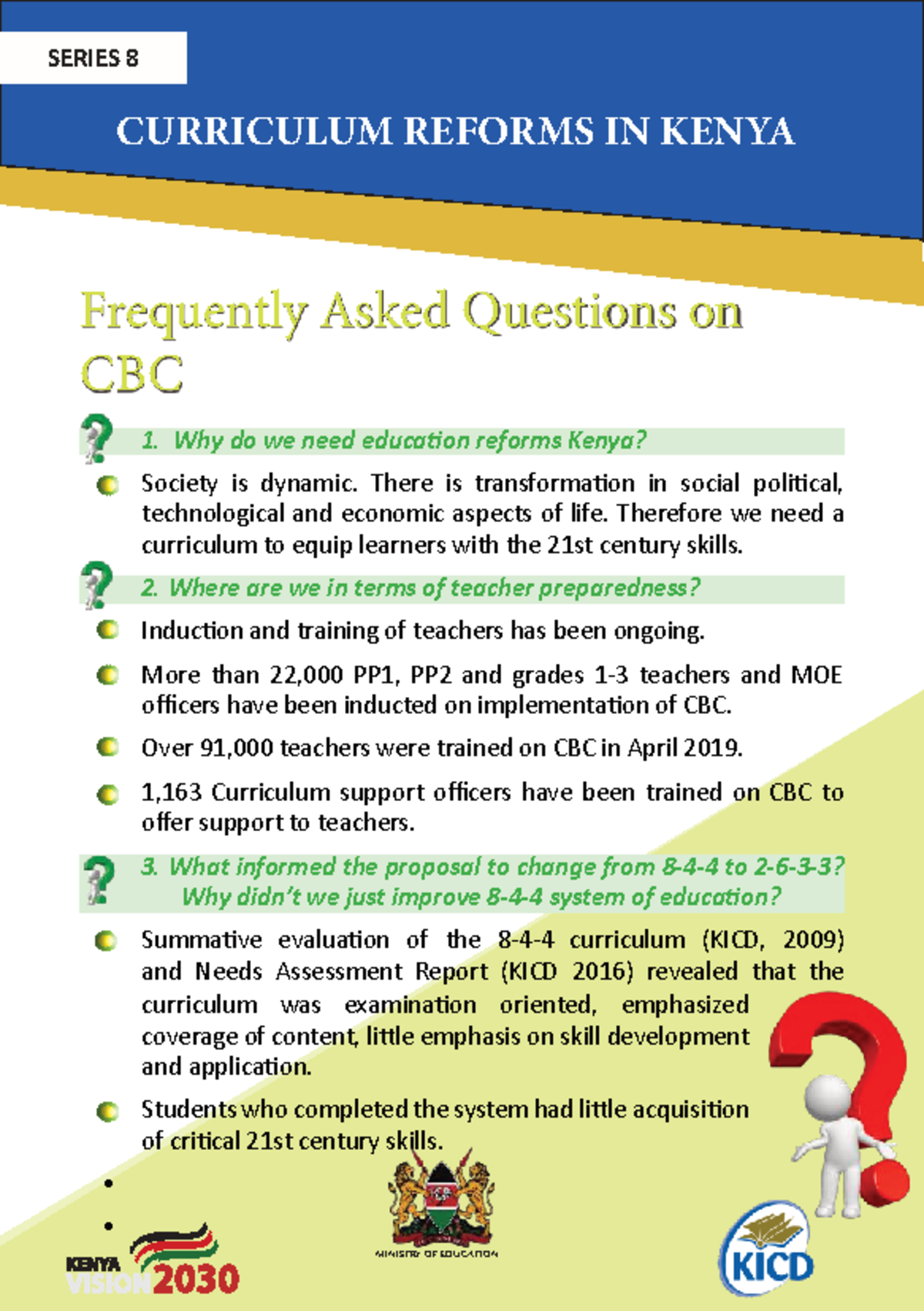 SERIES 8: FAQs on CBC Curriculum Reforms in Kenya - Studocu