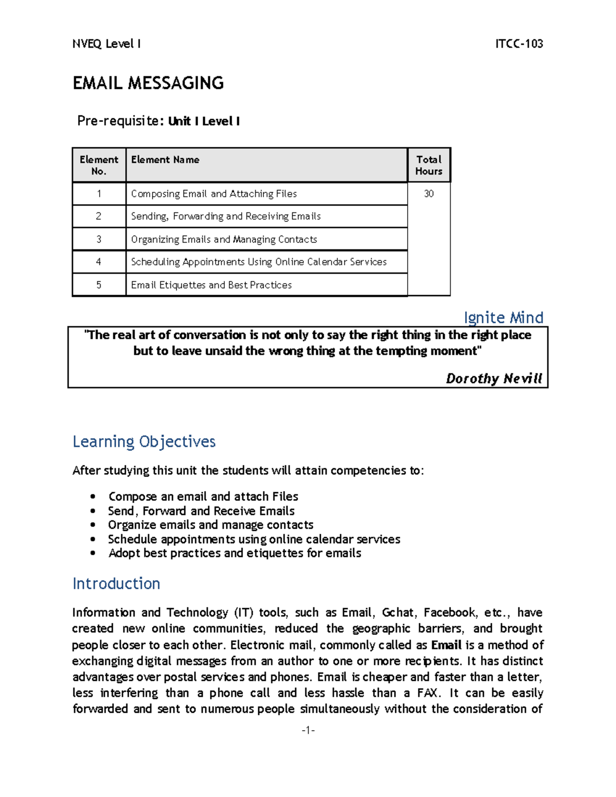 EMAIL MESSAGING: Mastering Email Skills for Unit I Level I - Studocu