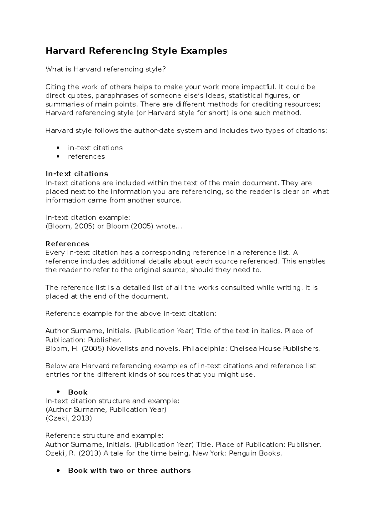 Harvard Referencing Style: Key Examples and Guidelines - Studocu