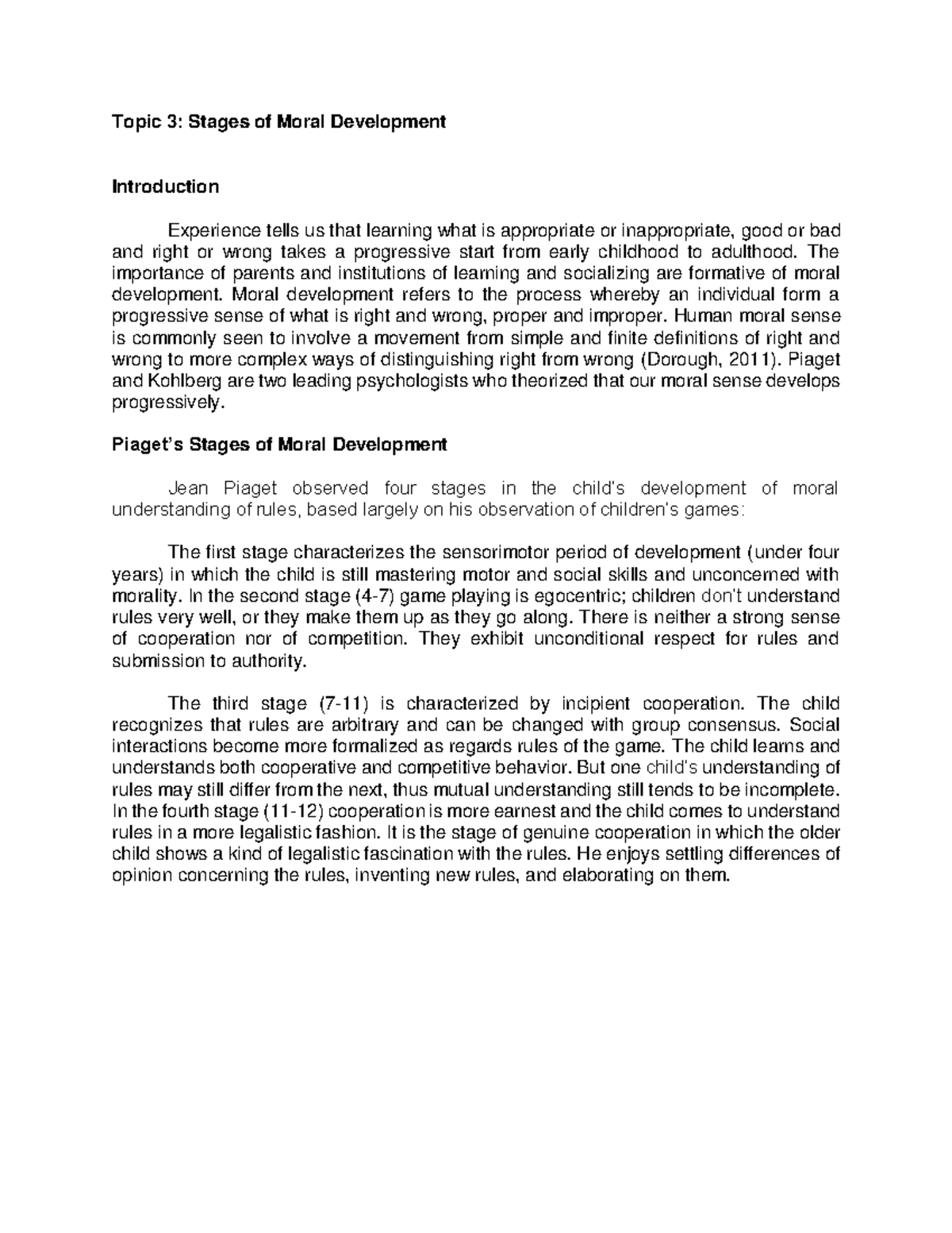 GEC 7 Chapter 2: Stages of Moral Development Overview - Studocu