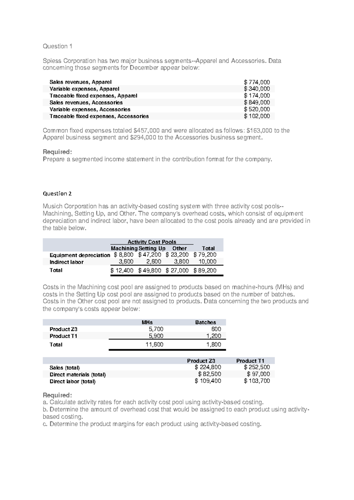 Test2B EBM 2024 - Segmented Income Statement & Activity-Based Costing ...