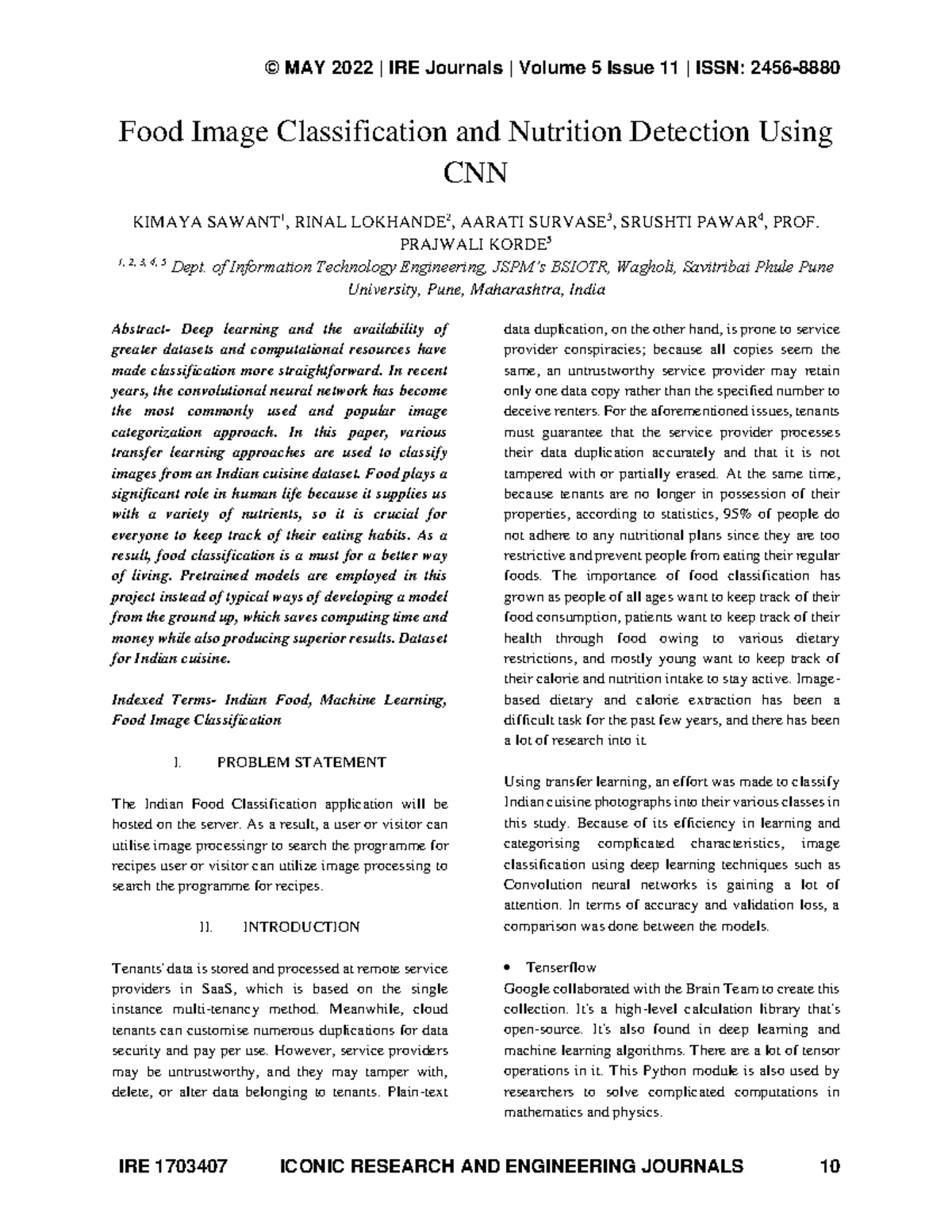 Food Classification Using Deep Learning ijariie 14948 - Food ...