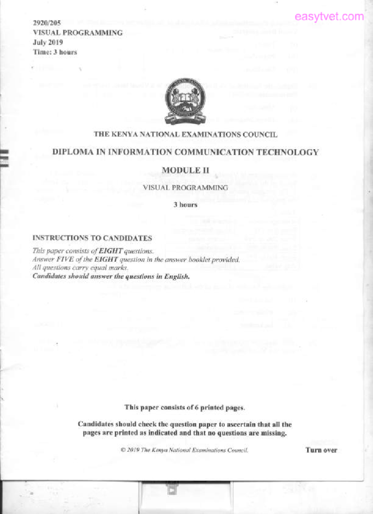 Visual Programming Exam Paper - Diploma in ICT (Module II) - July 2019 ...