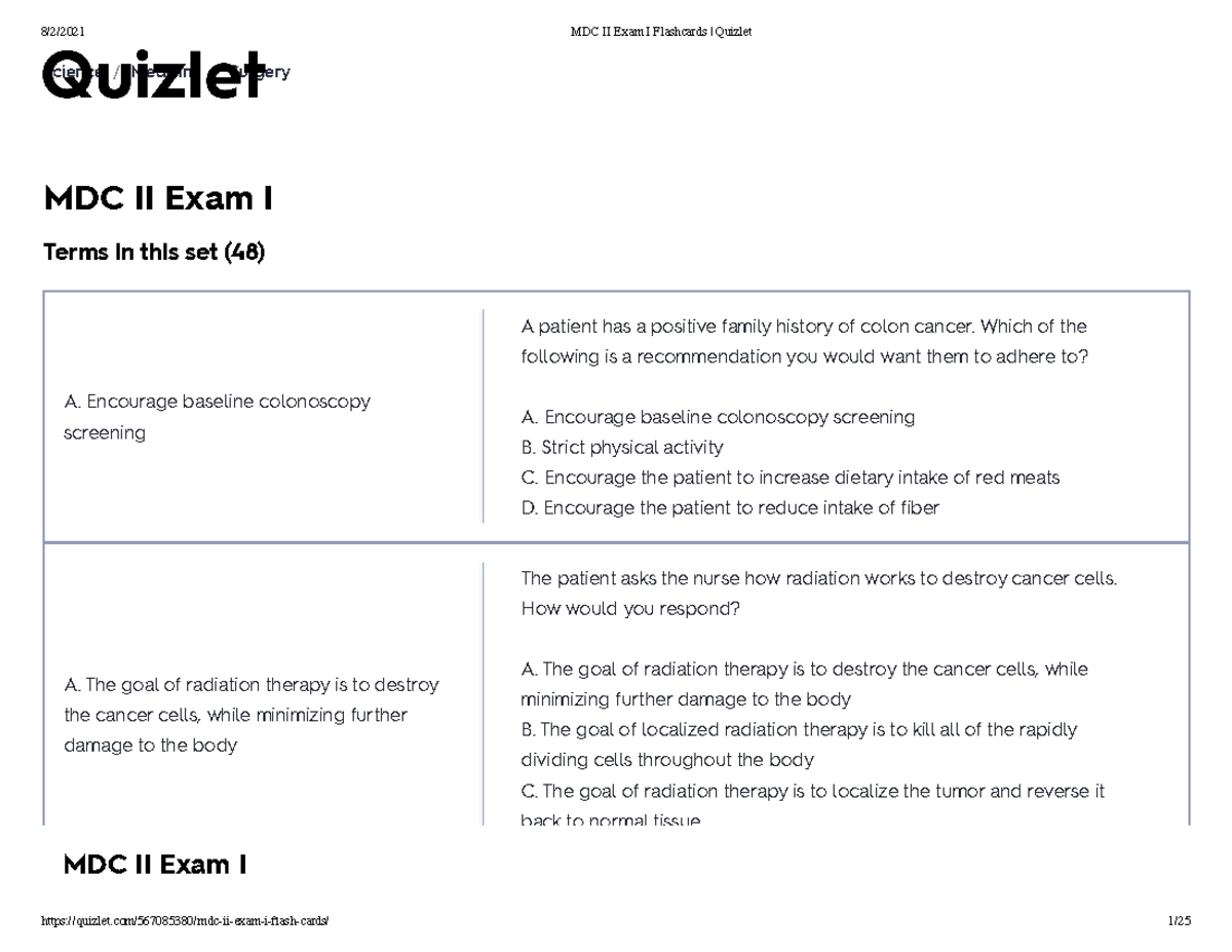 MDC2 Exam I Study Guide - Key Concepts and Review Questions for Quizlet ...