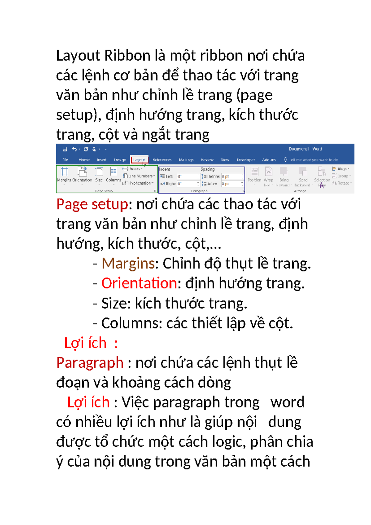Hướng Dẫn Sử Dụng Layout Ribbon trong Word: Cài Đặt Trang và Đoạn Văn ...