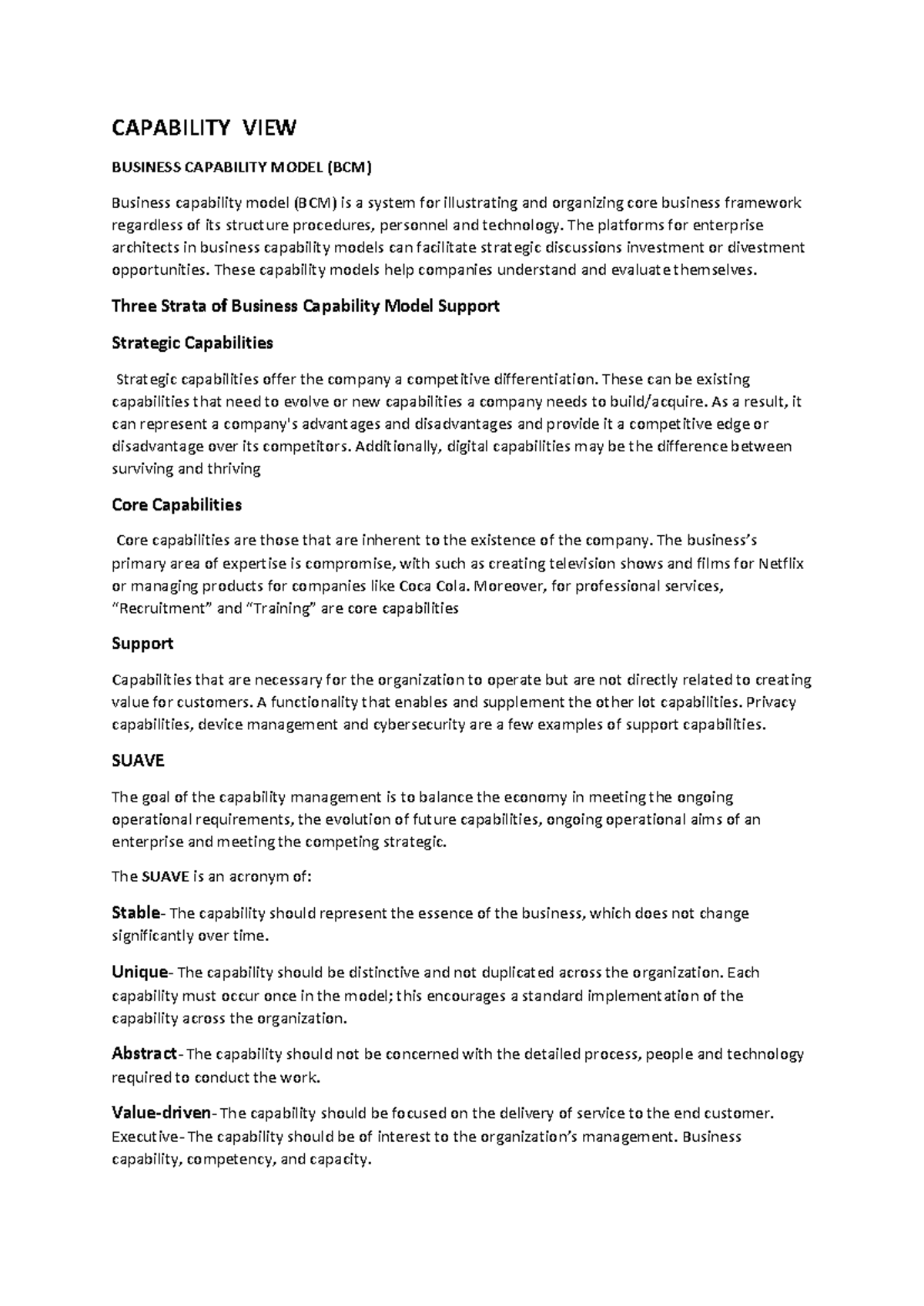 Business capability model (BCM) overview and strategic insights - Studocu