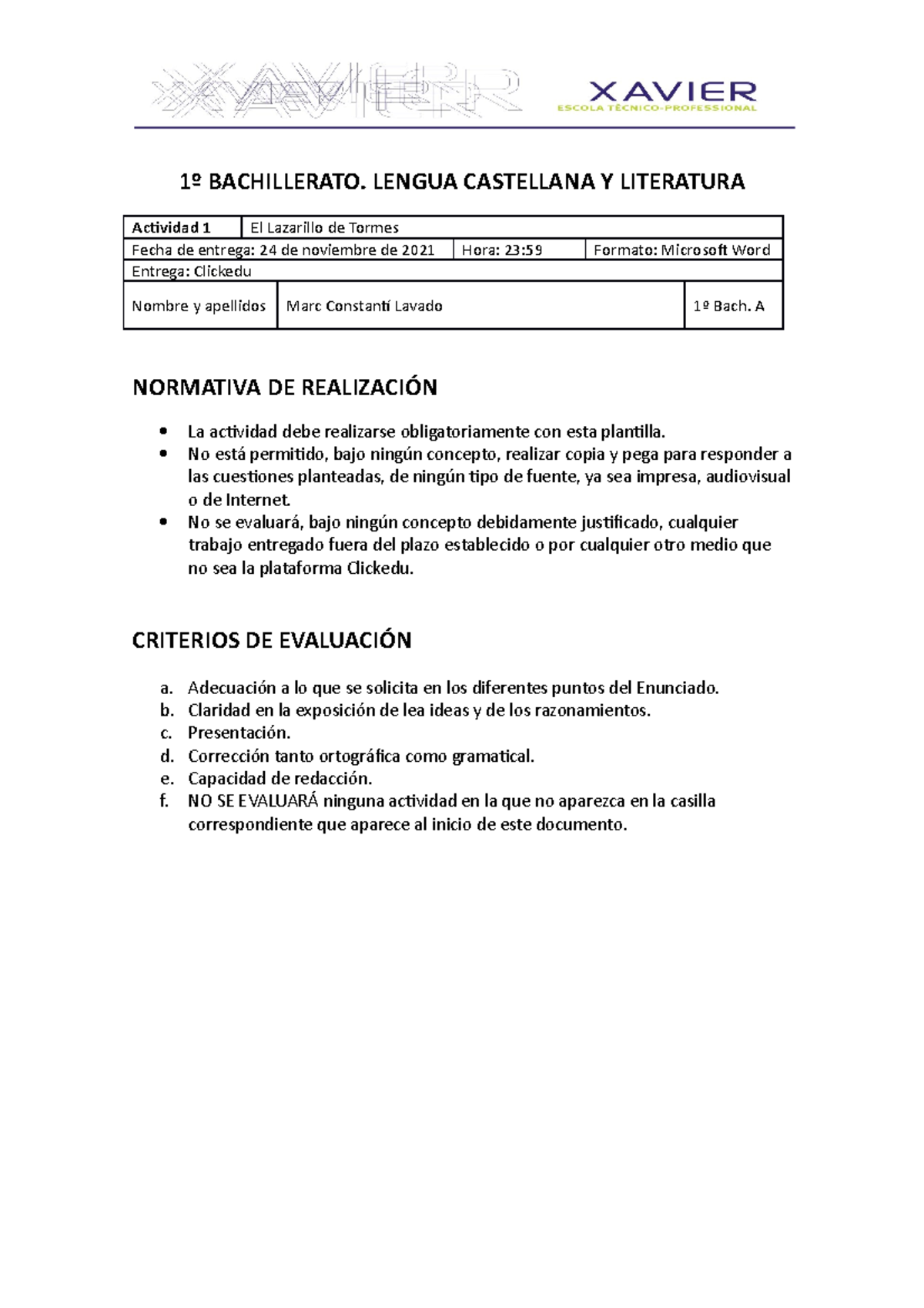 El Lazarillo de Tormes-Marc Constantí - 1º BACHILLERATO. LENGUA ...