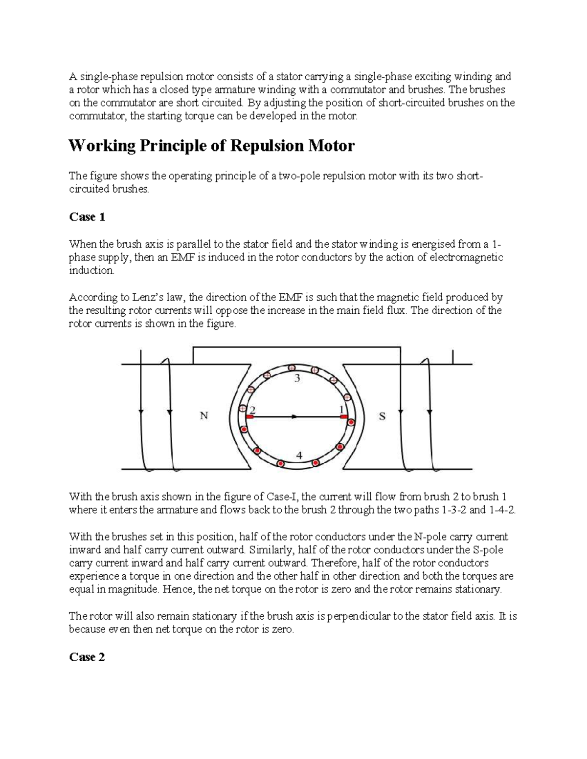 Repulsion Motor Notes: Working Principle & Torque Control - Studocu