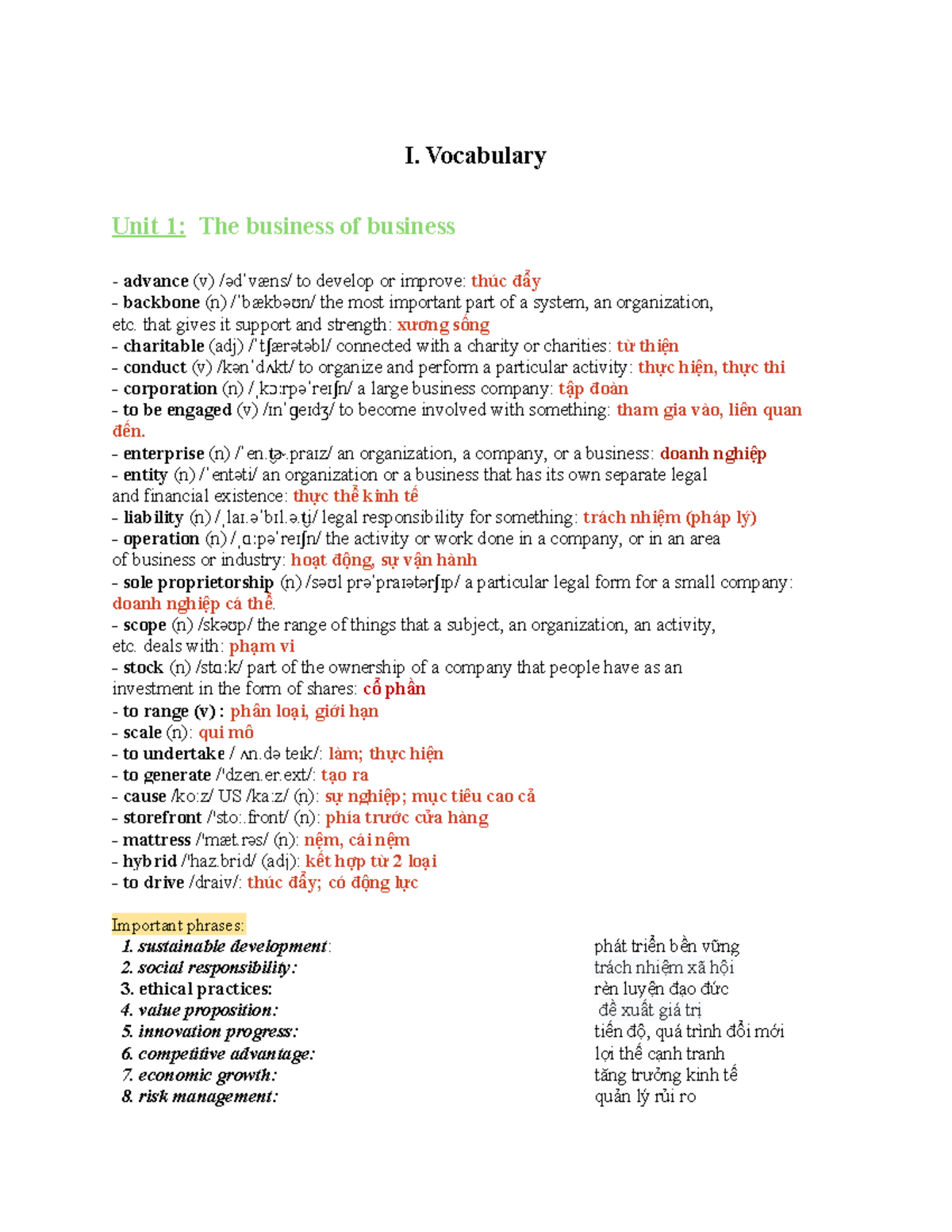 COB1 Tóm tắt từ vựng các Unit cho học kỳ - Document Preview