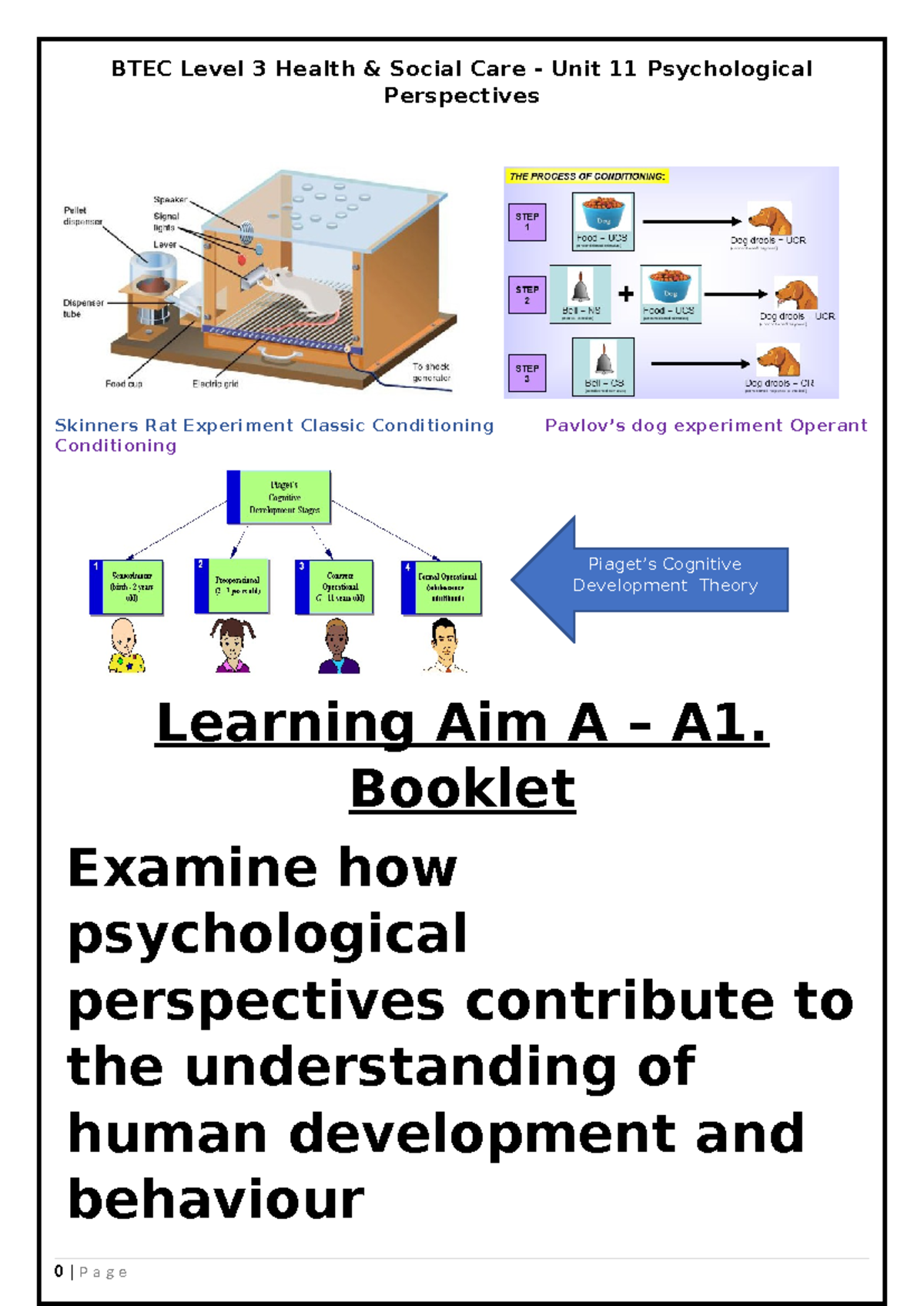 U11 Learning AIm A1 Booklet - BTEC Level 3 Health & Social Care - Unit ...