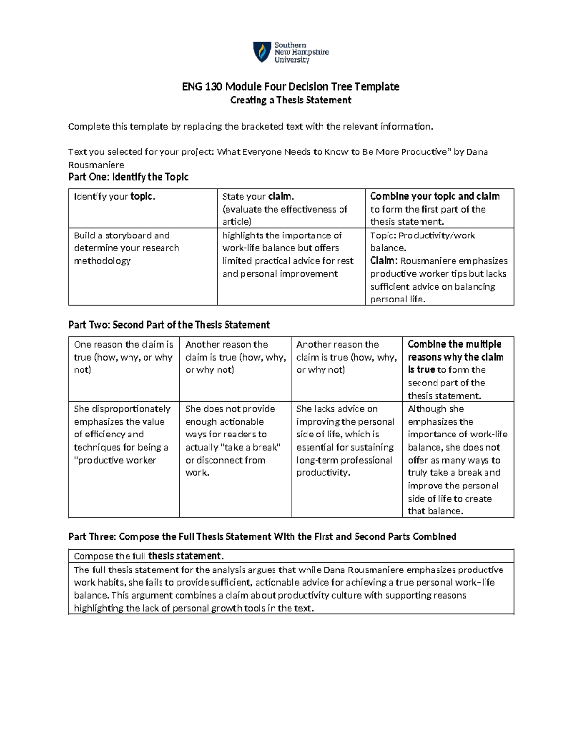 ENG 130 Module Four Thesis Statement Decision Tree Template - Studocu