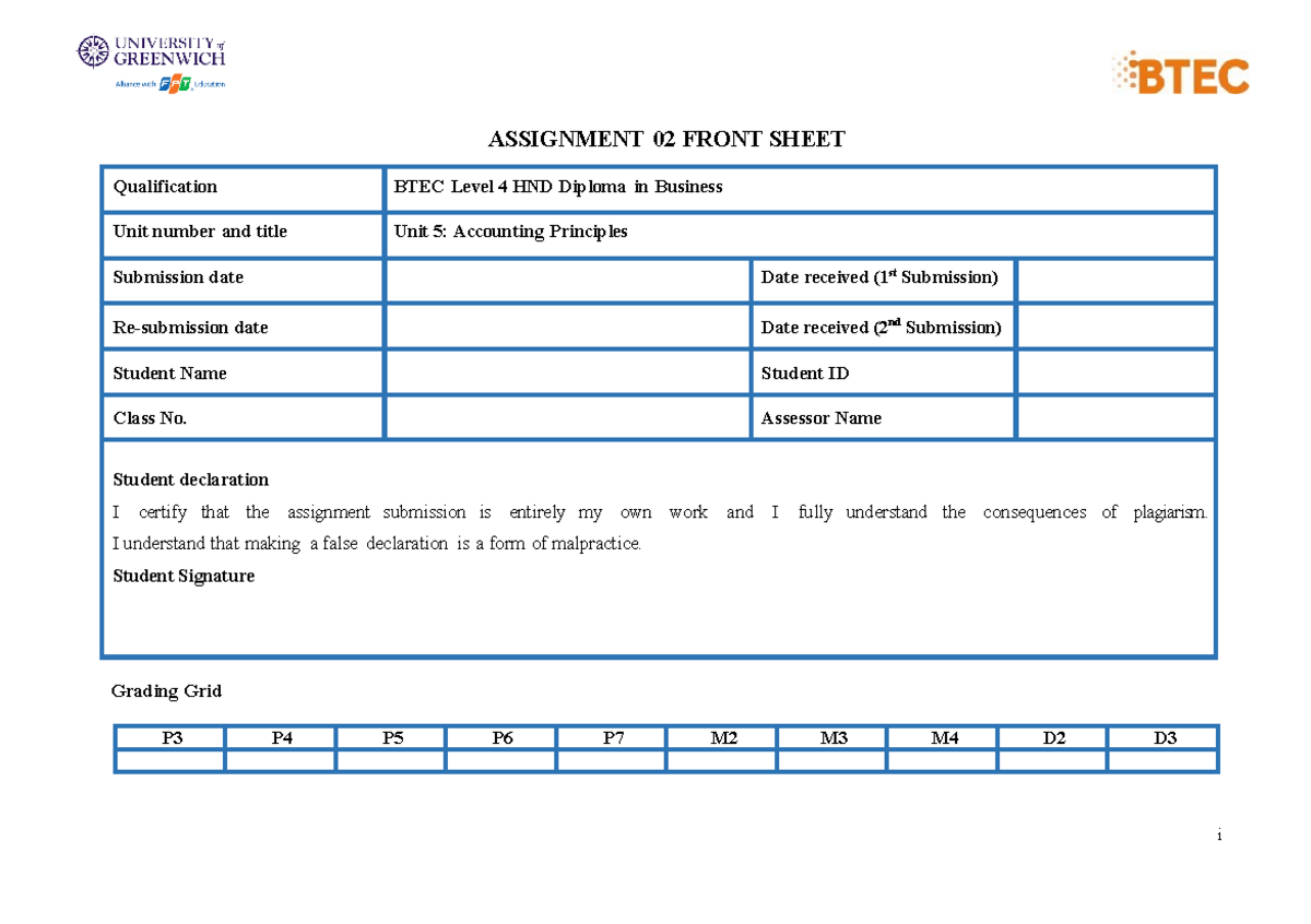 5038 Assignment 2 Front Sheet - ASSIGNMENT 02 FRONT SHEET Qualification ...