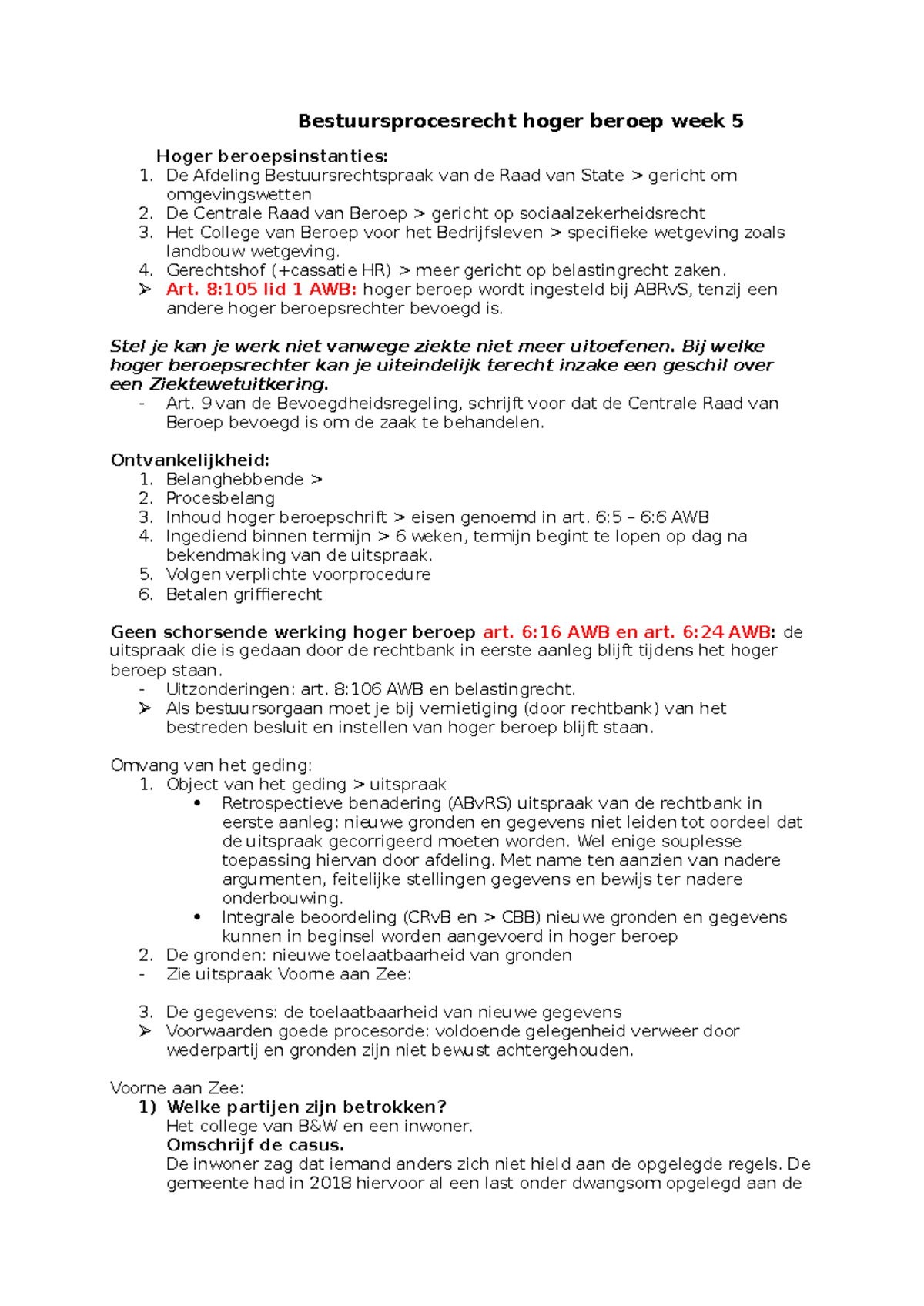 Bestuursprocesrecht Hoger Beroep Week 5: Instantie en Procedures ...