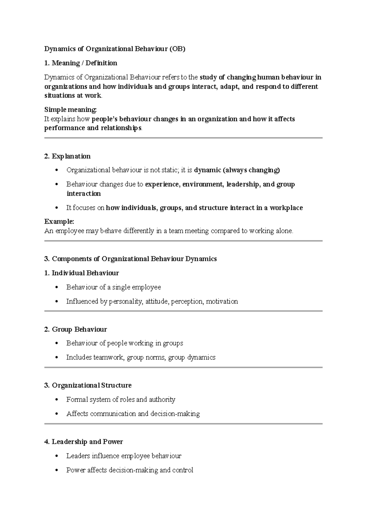 OB UNIT5-1: Dynamics of Organizational Behaviour and Culture Insights ...
