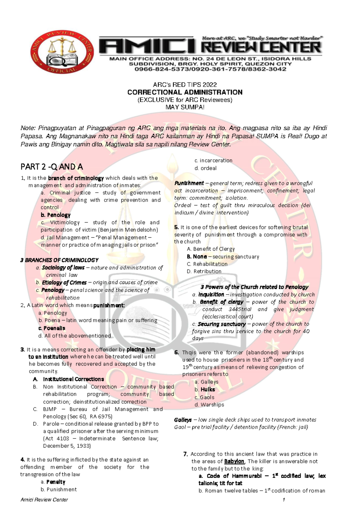 COR - HHJL: Comprehensive Review Notes on Correctional Administration ...