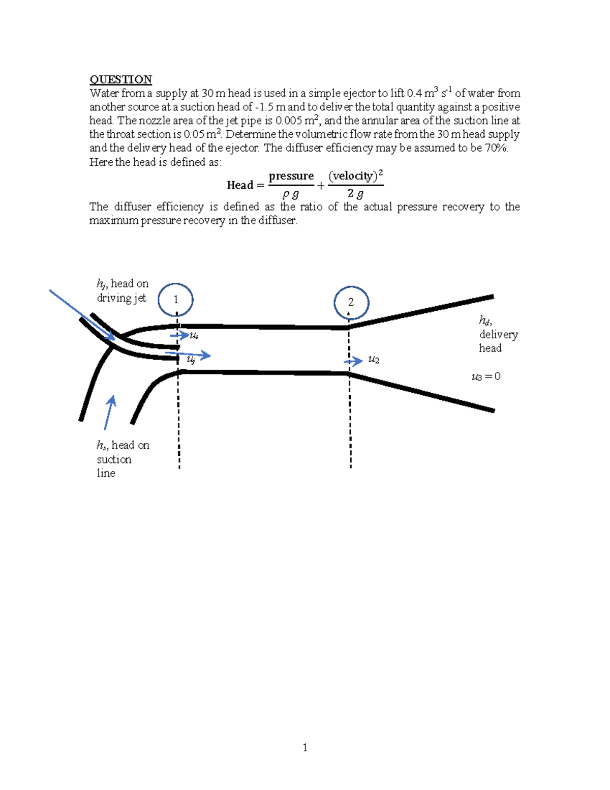 Ejector Analysis: Flow Rate & Delivery Head Calculation (ENG 101) - Studocu