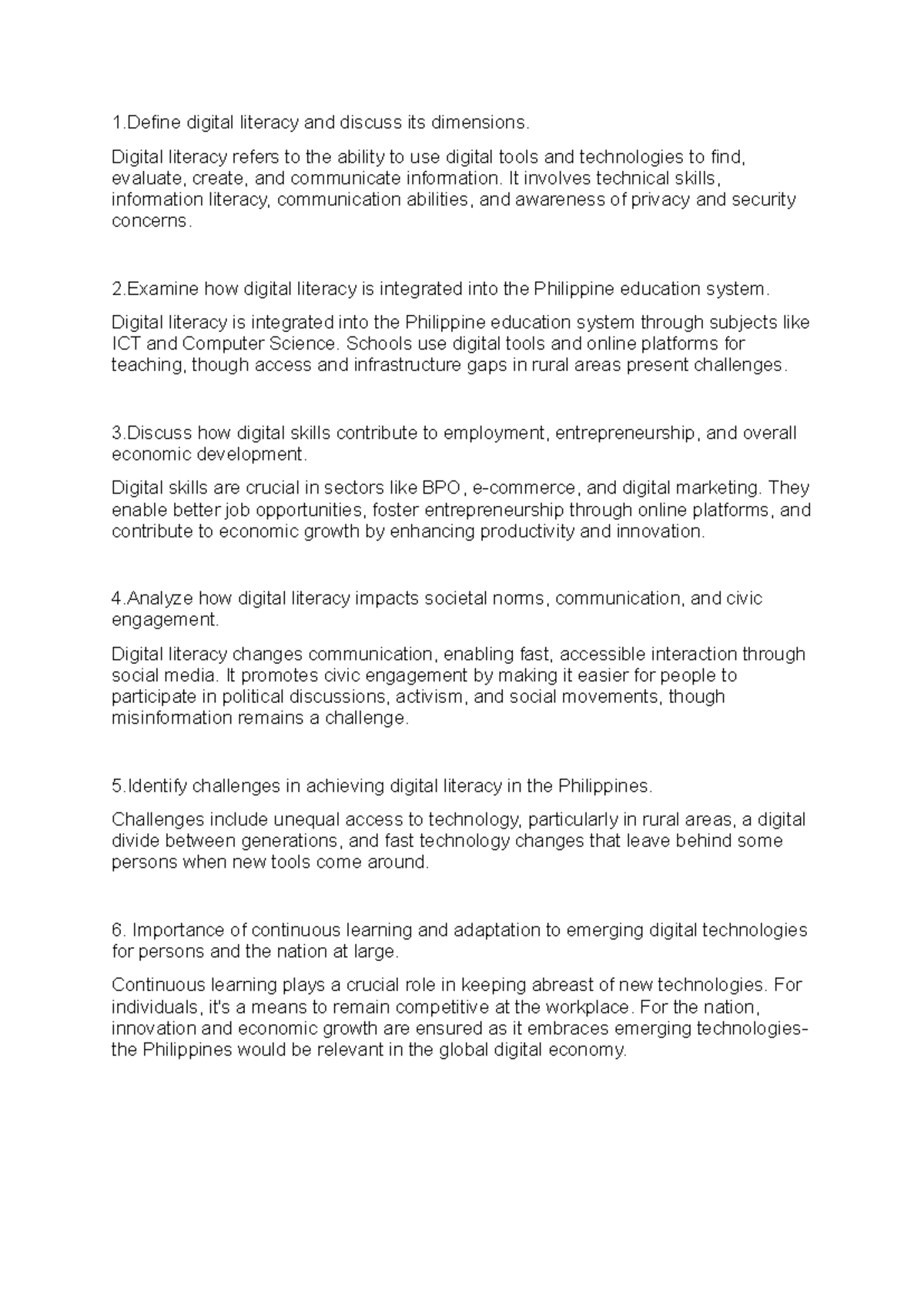 Digital Literacy in the Philippines: Dimensions, Challenges, and Impact ...