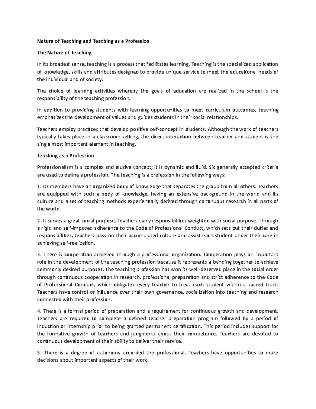 Nature & Profession of Teaching: Key Insights and Responsibilities ...
