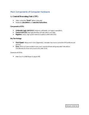Computer Architecture - Study Notes & Assignments - Studocu